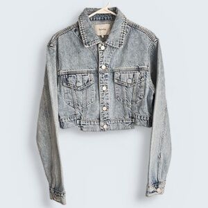 Aureta Serena Cropped All-Cotton Denim Jacket Anthropologie Revolve Size Small